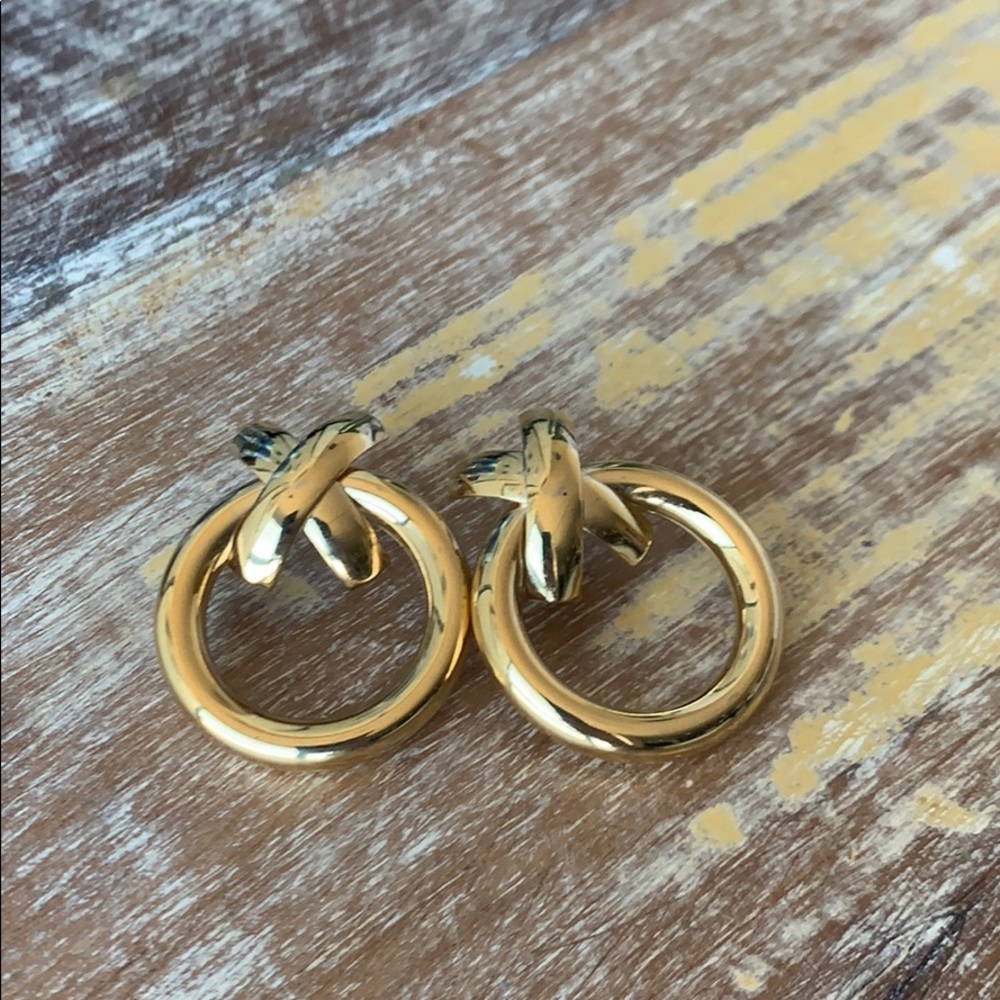 Gold Audrey Hepburn style hoop earrings